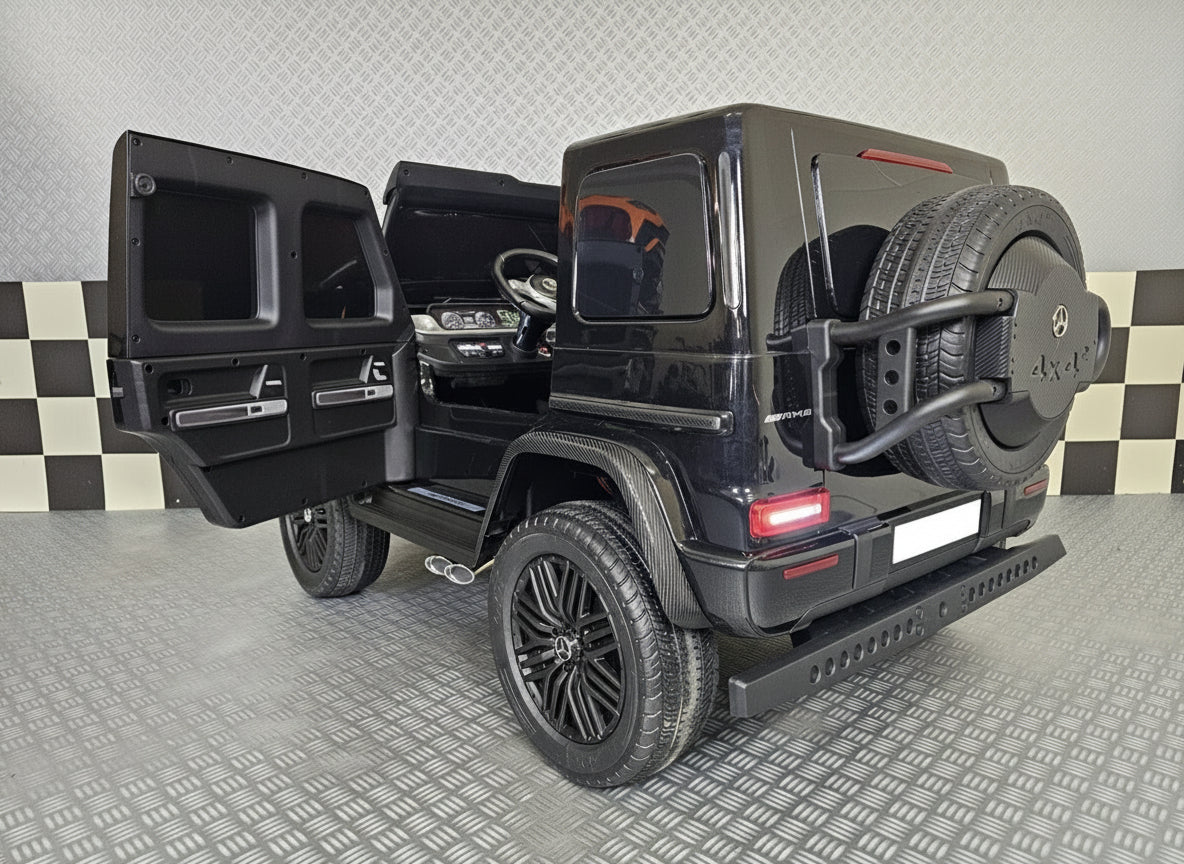 Children's car Mercedes G63 AMG 4×4 24 volt 2 persons metallic black