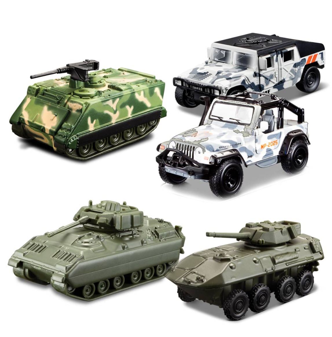 Miniaturemodeller fra krigens verden – Humvee, kampvogn, PMV, ambulance, jeep m.fl.