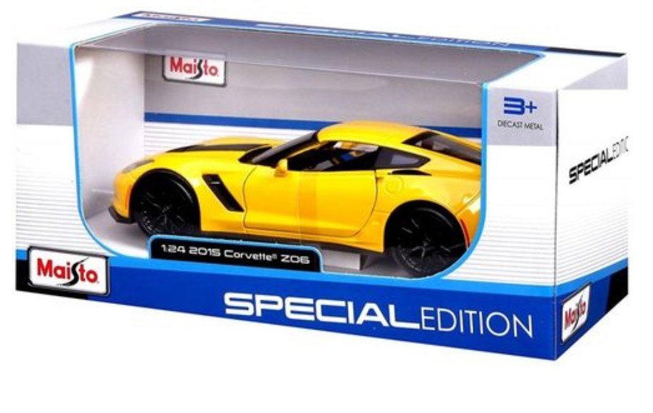 Bordmodel - 2015 Corvette Z06 1:24 - gul - Die cast