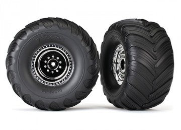 Traxxas 3665X Tires &amp; Wheels Terra Groove/Satin Chrome 2.2/3.0 Truck (2)