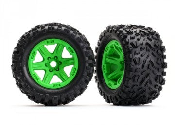 Traxxas 8672G Tires &amp; Wheels Talon EXT/Carbide Green 3.8" (2)