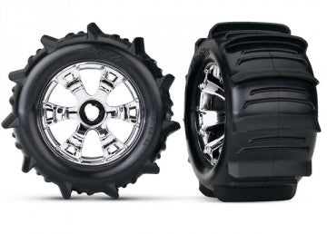 Traxxas 5672 Tires &amp; Wheels Paddle/Geode (17mm) 3.8" TSM (2)