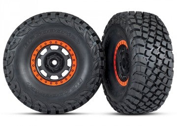 Traxxas 8472 Tires &amp; Wheels Baja KR3/Desert Racer Black-Orange (2) UDR