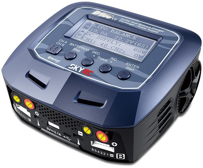 Dobbeltlader SkyRC D100-V2 Dual Charger 2x100W 240VAC/12VDC