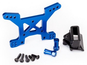 Traxxas 6739X Shock Tower Front Alu Blue Rustler 4x4