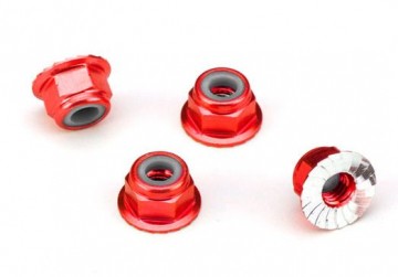 Traxxas 1747A Lock Nut Flanged M4 Alu Red (4)