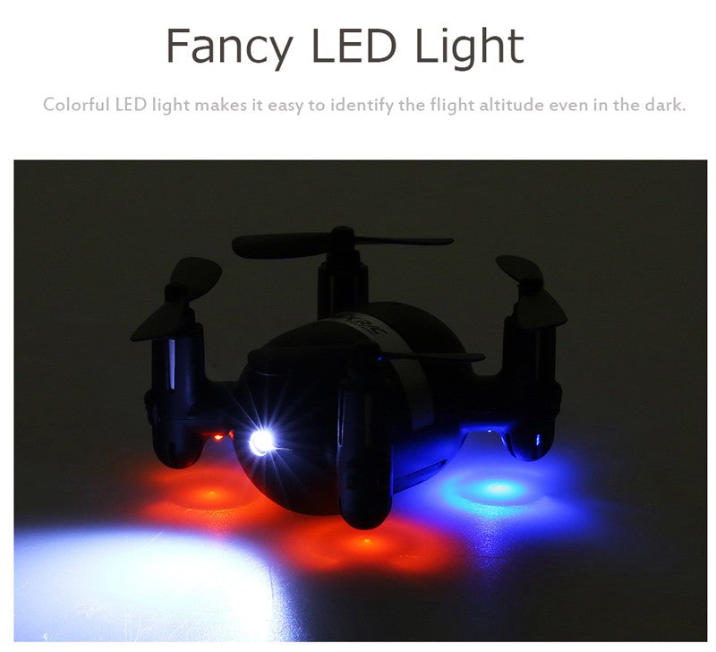 Mini quadcopter drone m.kraftigt lys til aften/nat