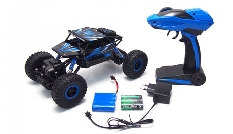 Fjernstyret Conqueror 4x4 rock crawler 1:18 (blå) MED KAMERA