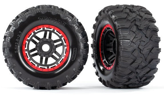 TRX8972R Tires & Wheels Maxx/Black/Red (17mm) 2.8 TSM (2)