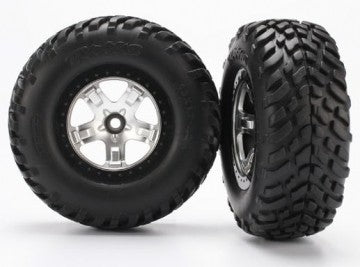 Traxxas 5875X Tires &amp; Wheels SCT/SCT Satin Chrome 2WD Fram (2)