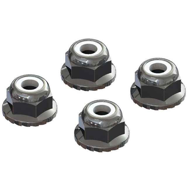 ARRMA Flanged Nyloc Locknut 4mm Silver (4)