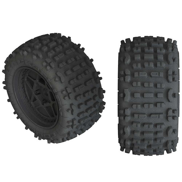 ARRMA 1/10 dBoots Backflip LP Front/Rear 3.8 Pre-Mounted Tires 17mm Hex Black (2) 4S