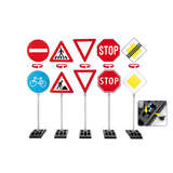 5 stk. trafikskilte, 70 cm høje – stopskilt, vejarbejde, cykelsti, ubetinget vigepligt, hovedvej ophører