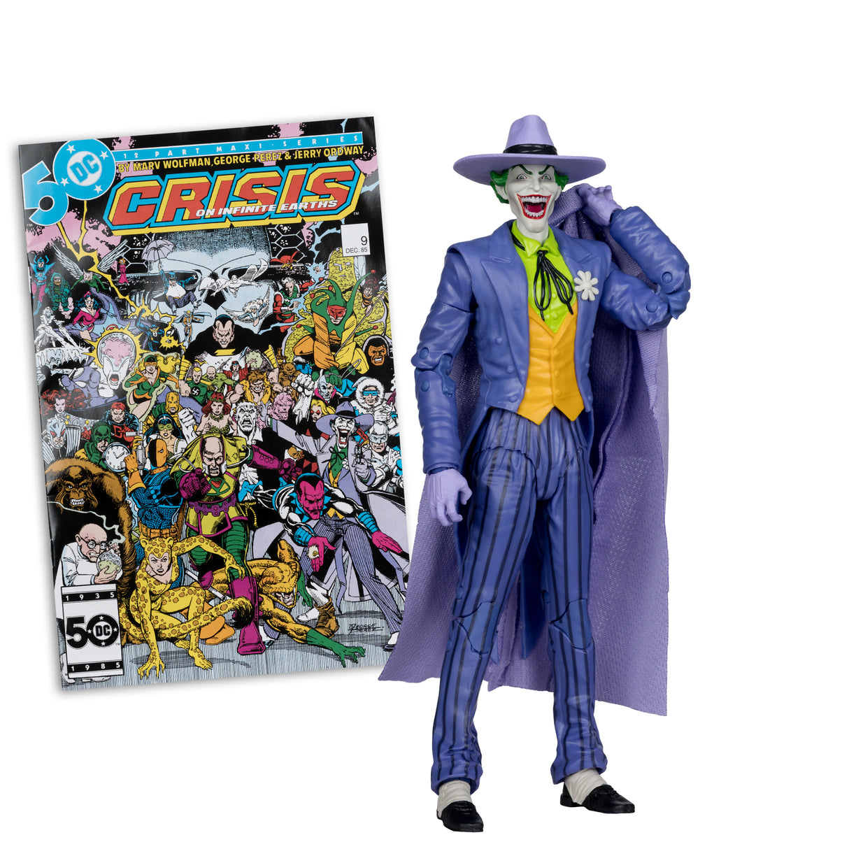 DC Direct Page Punchers The Joker (Crisis on Infinite Earths) 7in Action Figure with Comic McFarlane Toys