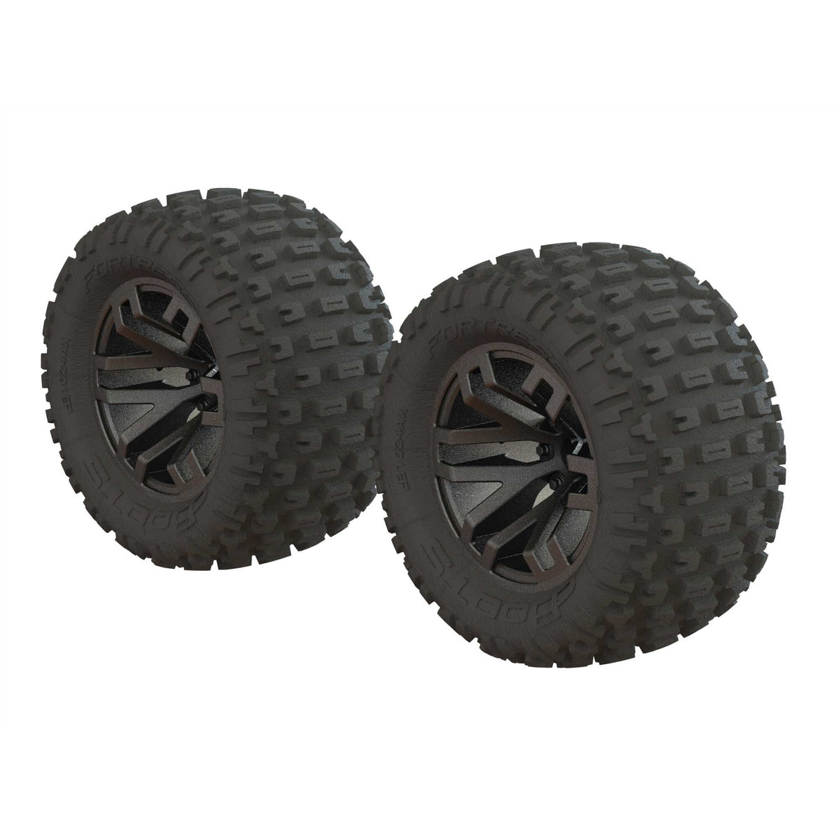 ARRMA Dboots Fortress MT Tire Set Glued Gun Metal (2)