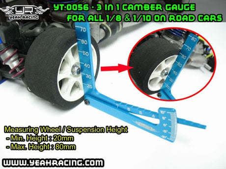 Yeah Racing 3 in 1 Camber Gauge Black
