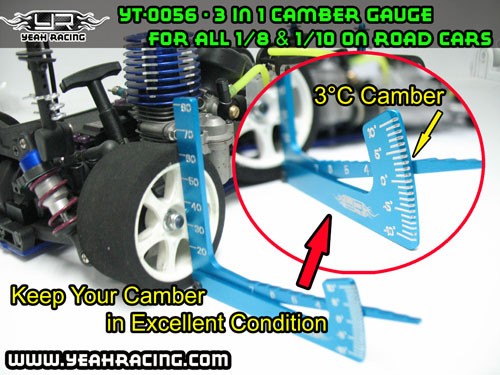 Yeah Racing 3 in 1 Camber Gauge Black