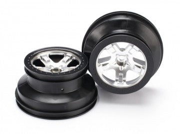 Traxxas 5874X Wheels Satin Chrome - Black 2.2/3.0" 2WD Front (2)