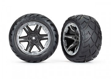 Traxxas 6768X Tires &amp; Wheels Anaconda/RXT Black &amp; Chrome 2,8" 2WD Rear (TSM-Rated) (2)