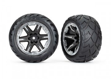 Traxxas 6775X Tires &amp; Wheels Anaconda/RXT Black &amp; Chrome 2,8" 4WD, 2WD Front (TSM-Rated)(2)