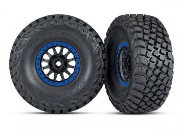 Traxxas 8474X Tires &amp; Wheels Baja KR3/Method Race Black-Blue (2) UDR