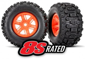 Traxxas 7774T Tires &amp; Wheels Sledgehammer/X-Maxx Orange (2)