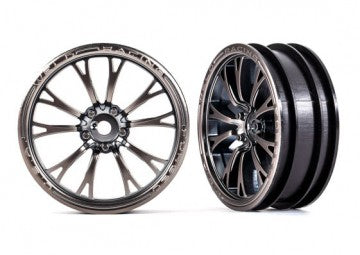 Traxxas 9472A Wheels Front Satin Black Chrome (2)  Drag Slash