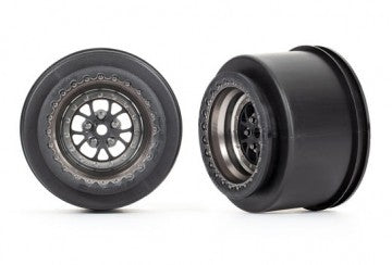 Traxxas 9473A Wheels Rear Satin Black Chrome (2)  Drag Slash