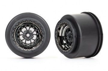 Traxxas 9473X Wheels Rear Black Chrome (2)  Drag Slash