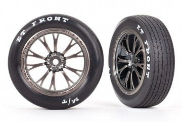 Traxxas 9474A Tires &amp; Wheels Front Satin Black Chrome (2)  Drag Slash