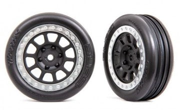 Traxxas 2471G Tires &amp; Wheels Alias Ribbed Medium / Grey Satin w. Chrome Ring 2.2" 2WD Front (2)
