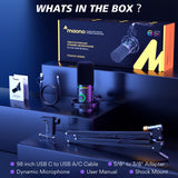 MAONO PD200XS Dynamic RGB USB/XLR Microphone with Arm Stand — For Creators, Streamers &amp; Podcasters