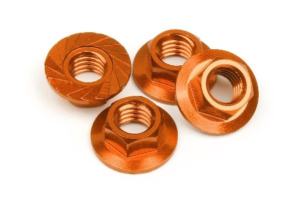 HPI 87267 - SERRATED FLANGE NUT M4 (ORANGE/4PCS)