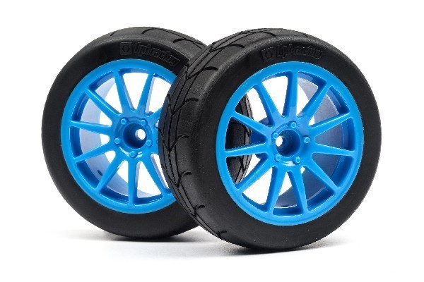 HPI 115155 - MOUNTED GYMKHANA TIRE/CORSE TURINI WHEEL CYAN X2