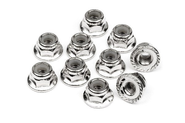HPI 103729 - SERRATED FLANGE LOCK NUT M4 (SILVER/10PCS)
