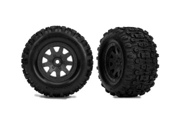 Traxxas 10771-STBLK Tires &amp; Wheels Sledgehammer/ Mini Maxx Satin Black Front (2)
