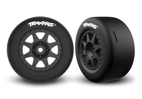 TRX10875-BLK Tires & Wheels Speed Slicks Soft / Mini Rally Black Rear (2)