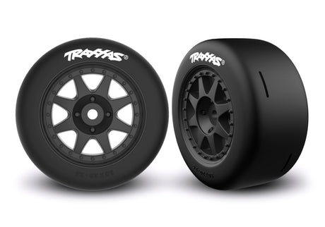 TRX10876-BLK Tires & Wheels Speed Slicks Hard / Mini Rally Black Front (2)