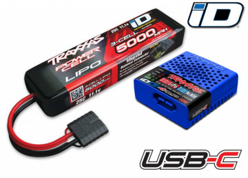 Traxxas 2985-3S - Charger USB-C and 3S 11,1v 5000mAh LiPo Battery Combo