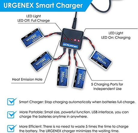 USB lader 1S Lipo batteri med 4 porte