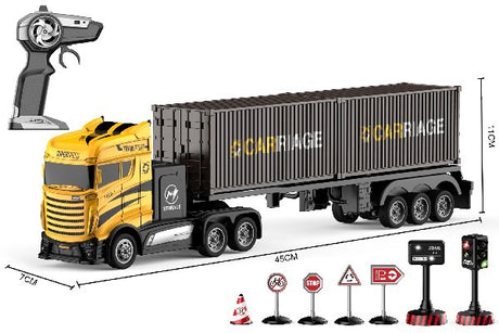 Fjernstyret lastbil - Container Truck med skilte, Gul.