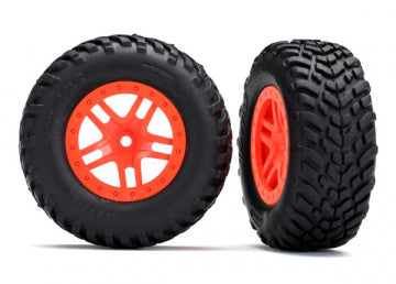 Traxxas 5892 - Tires & Wheels SCT / SCT S-Spoke Orange 4WD/2WD Rear TSM (2)
