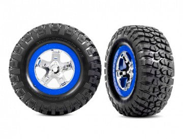 Traxxas 5867A Tires &amp; Wheels, BFGoodrich/SCT Chrome-Blue 4WD/2WD Rear (2)