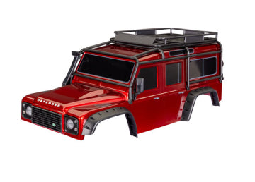Traxxas 8050-RED Body Land Rover Defender Clipless Complete Red