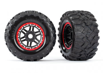 TRAXXAS 8972R Tires &amp; Wheels Maxx/Black/Red (17mm) 2,8" TSM (2)
