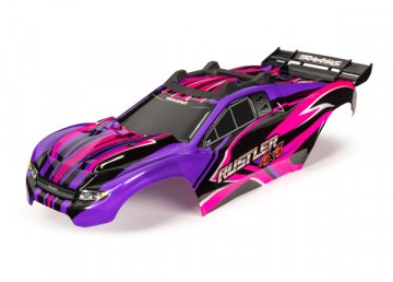 Traxxas 6734P Body Rustler 4x4 Pink &amp; Purple Complete Clipless