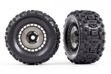 Traxxas 9572 Tires &amp; Wheels Sledgehammer 3.8'' / Black 3-piece Spoke (w/ Wheel Hubs) (2)