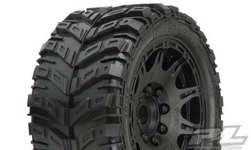 Masher X HP All Terrain BELTED Tires Mounted on Raid 5.7 Black Wheels (2) for X-MAXX