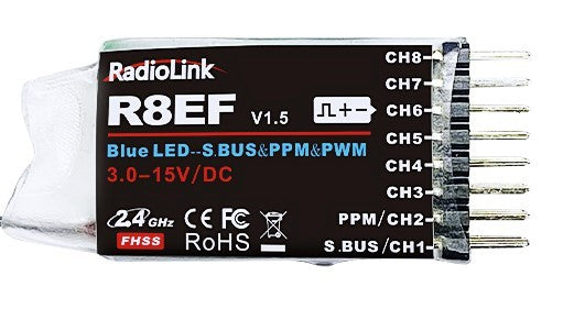 Fjernbetjening m. 8 kanaler T8FB - Mode 2 -  m. R8EF Receiver