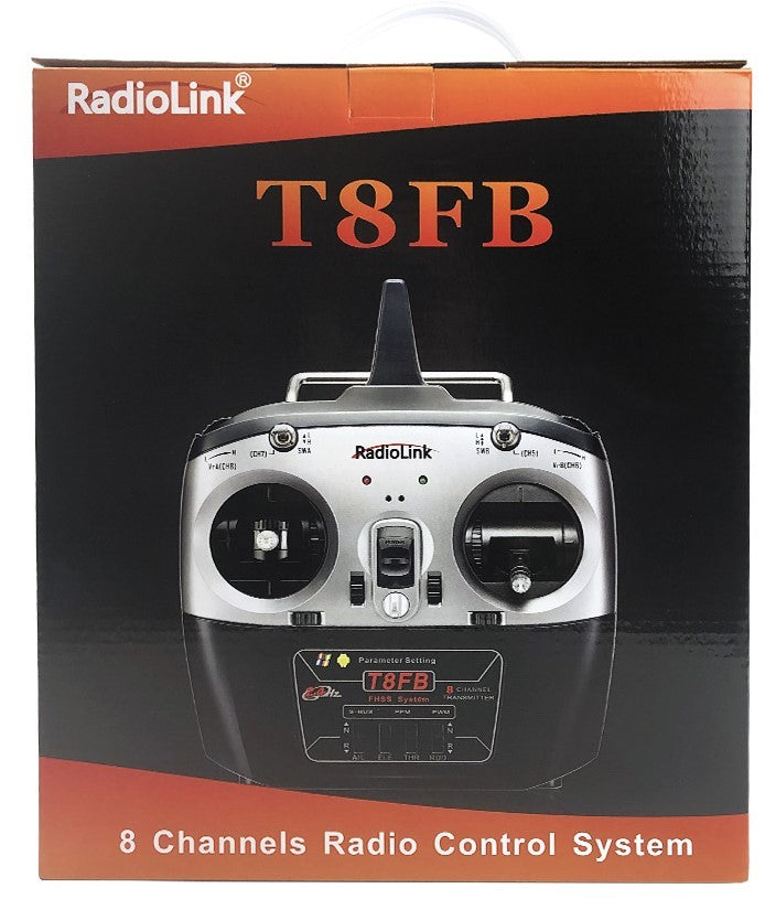 Fjernbetjening m. 8 kanaler T8FB - Mode 2 -  m. R8EF Receiver